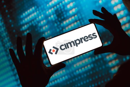Photo for February 13, 2024, Brazil. In this photo illustration, the Cimpress logo is displayed on a smartphone screen - Royalty Free Image