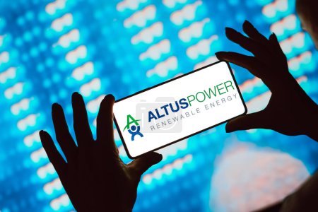 Photo for February 24, 2024, Brazil. In this photo illustration, the Altus Power logo is displayed on a smartphone screen - Royalty Free Image