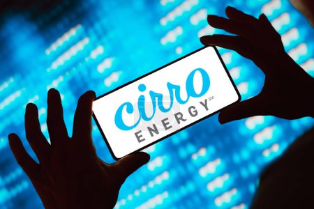 Photo for February 27, 2024, Brazil. In this photo illustration, the Cirro Energy logo is displayed on a smartphone screen - Royalty Free Image