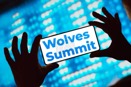 Photo for February 28, 2024, Brazil. In this photo illustration, the Wolves Summit logo is displayed on a smartphone screen - Royalty Free Image