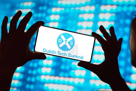 Photo for February 28, 2024, Brazil. In this photo illustration, the Dublin Tech Summit (DTS) logo is displayed on a smartphone screen - Royalty Free Image