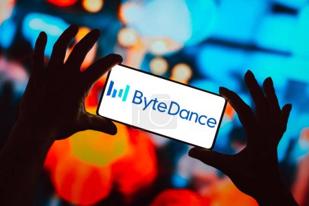 Photo for March 14, 2024, Brazil. In this photo illustration, the ByteDance logo is displayed on a smartphone screen - Royalty Free Image