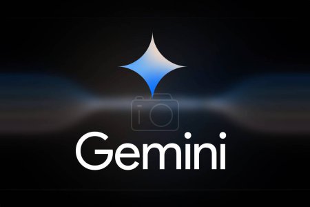 Photo for Gemini logo. Logo Google Gemini, Editorial logo company. Black background - Royalty Free Image