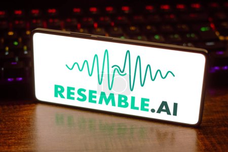 Téléchargez les photos : 25 mars 2024, Brésil. Dans cette illustration photo, le logo Resemble AI est affiché sur un écran de smartphone - en image libre de droit