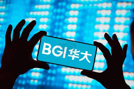 Foto de 13 de abril de 2024, Brasil. En esta ilustración fotográfica, el logotipo del Grupo BGI se muestra en la pantalla de un teléfono inteligente - Imagen libre de derechos