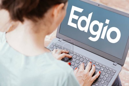 Photo for April 16, 2024, Brazil. In this photo illustration, the Edgio, Inc. logo is seen displayed on a laptop screen - Royalty Free Image