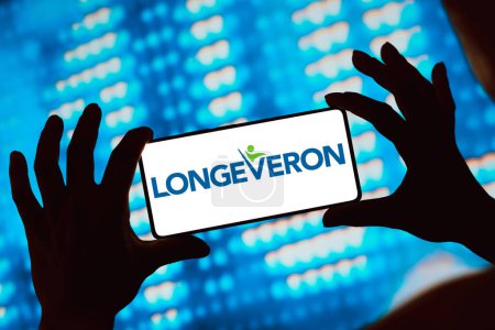 Photo for April 17, 2024, Brazil. In this photo illustration, the Longeveron Inc. logo is displayed on a smartphone screen - Royalty Free Image