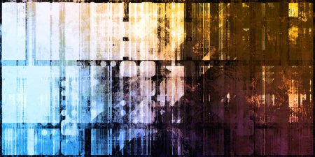 Foto de Cyber Punk Gaming Dark Background with Digital Lines Pattern - Imagen libre de derechos