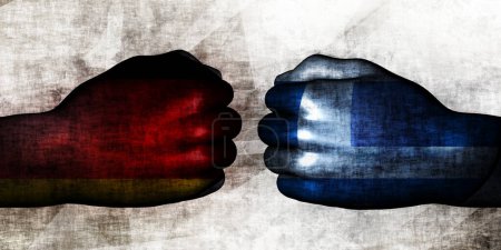 Foto de Alemania vs Grecia Conflicto político y concepto de disputas - Imagen libre de derechos