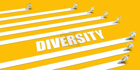 Photo for Diversity Concept with Business People Running on Yellow - Royalty Free Image