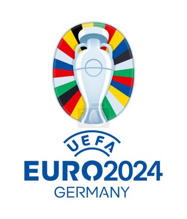 Illustration for Ukraine, Kropyvnytskyi - June 19, 2023. Official UEFA Euro 2024 logo. UEFA European Championship 2024 in Germany, football or soccer tournament logo. Vector. - Royalty Free Image