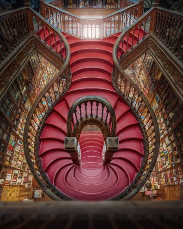 Photo for Porto, Portugal - Feb 5, 2020: Lello Bookstore Interior and its famous staircase - Porto, Portugal - Royalty Free Image