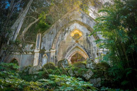 Photo for Sintra, Portugal - Feb 26, 2020: Chapel ruins at Park and Palace of Monserrate - Sintra, Portugal - Royalty Free Image