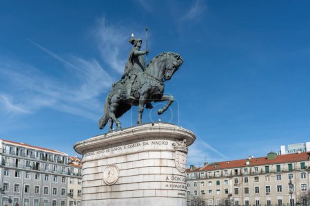 Foto de Estatua del Rey Dom Joao I en la Plaza Praca da Figueira Lisboa, Portugal - Imagen libre de derechos
