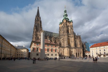Photo for Prague, Czechia - Sep 26, 2019: Prague Castle 3rd Courtyard with St Vitus Cathedral - Prague, Czech Republic - Royalty Free Image