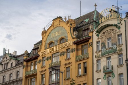 Téléchargez les photos : Prague, Czechia - Oct 01, 2019: Grand Hotel Europa Building at Wenceslas Square - Prague, Czech Republic - en image libre de droit