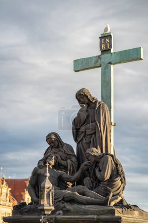 Photo for Statue of the Lamentation of Christ (Pieta) at Charles Bridge - Prague, Czech Republic - Royalty Free Image