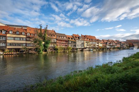 Photo for Colorful houses at Linker Regnitzarm riverbank - Bamberg, Bavaria, Germany - Royalty Free Image