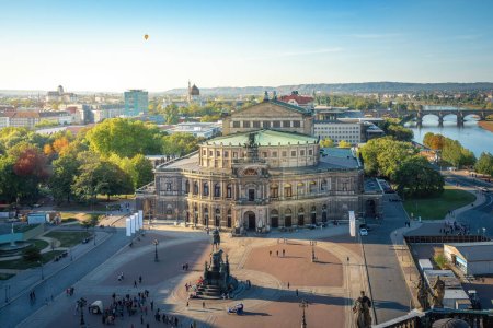 Photo for Aerial view of Theaterplatz and Semperoper Opera House - Dresden, Saxony, Germany - Royalty Free Image