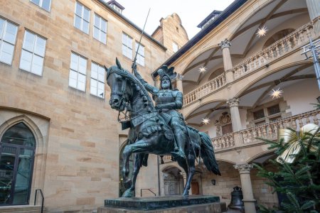 Photo for Stuttgart, Germany - Dec 18, 2019: Monument to count Eberhard the Bearded at Old Castle (Altes Schloss) Courtyard - Landesmuseum Wurttemberg Museum - Stuttgart, Germany - Royalty Free Image