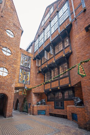 Photo for Bremen, Germany - Jan 7, 2020: Robinson Crusoe House at Bottcherstrasse Street - Bremen, Germany - Royalty Free Image