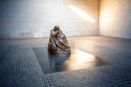 Photo for Berlin, Germany - Sep 11, 2019: Mother with her Dead Son Sculpture at Neue Wache (New Guard) Building Interior - Berlin, Germany - Royalty Free Image
