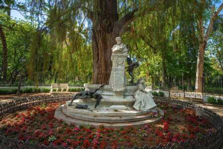 Photo for Seville, Spain - Apr 5, 2019: Gustavo Adolfo Becquer Monument (Glorieta de Becquer) at Maria Luisa Park - Seville, Andalusia, Spain - Royalty Free Image