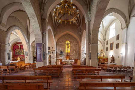 Photo for Jaen, Spain - Jun 1,  2019: La Magdalena Church Interior with altar and nave  - Jaen, Spain - Royalty Free Image