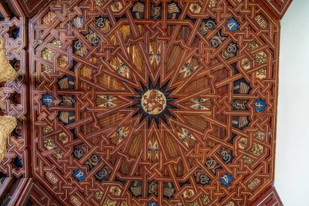 Photo for Toledo, Spain - Mar 27, 2019: Mudejar Ceiling of the Upper Cloister at Monastery of San Juan de los Reyes - Toledo, Spain - Royalty Free Image