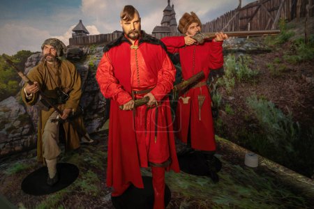 Photo for Kyiv, Ukraine - Aug 10, 2019: Ukrainian Cossacks and Dmytro Bayda Vyshnevetsky at Making of the Ukrainian Nation Museum - Kiev, Ukraine - Royalty Free Image