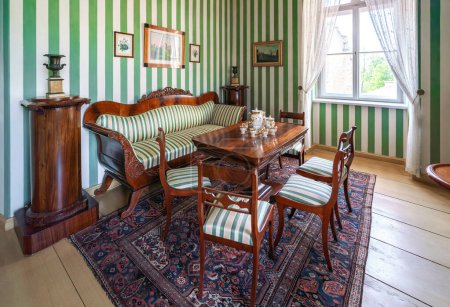 Photo for Cesis, Latvia - Jul 21, 2019: Coffee room (salon) at Cesis New Castle Interior - Cesis, Latvia - Royalty Free Image