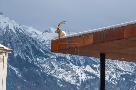 Foto de Innsbruck, Austria - 14 de noviembre de 2019: Detalle de íbice en la fachada del Museo Panorámico del Tirol - Innsbruck, Austria - Imagen libre de derechos