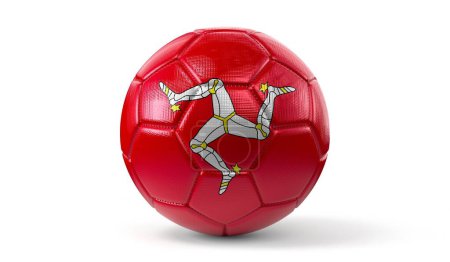 Téléchargez les photos : Île de Man - drapeau national sur le ballon de football - illustration 3D - en image libre de droit