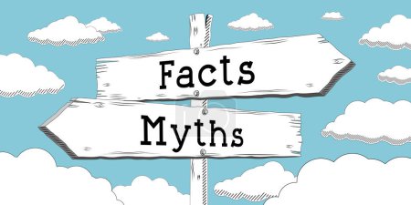 Foto de Mitos y hechos - Señalización de contorno con dos flechas - Imagen libre de derechos