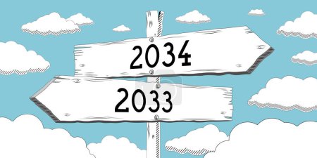 Photo for 2033 and 2034 - outline signpost with two arrows - Royalty Free Image
