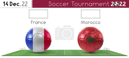 France and Morocco soccer match - Tournament 2022 - 3D illustration