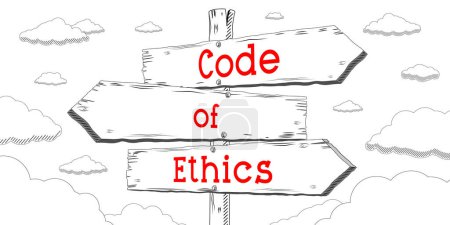 Foto de Código de ética - contorno de señales con tres flechas - Imagen libre de derechos