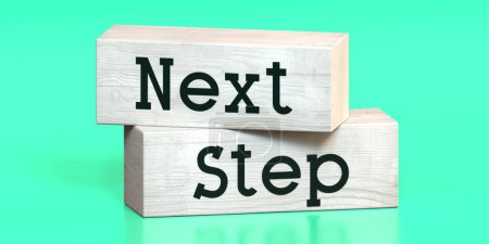 Photo for Next step - words on wooden blocks - 3D illustration - Royalty Free Image