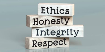 Photo for Ethics, honesty, integrity, respect - words on wooden blocks - 3D illustration - Royalty Free Image