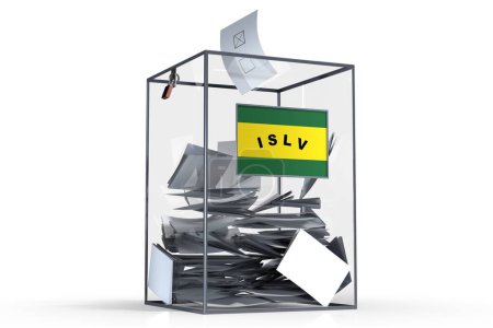 Photo for Leeward Islands - flag on ballot box and voices - election concept - Royalty Free Image