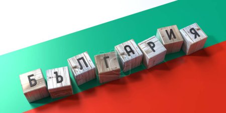 Téléchargez les photos : Bulgarie en bulgare - cubes en bois et drapeau du pays - illustration 3D - en image libre de droit