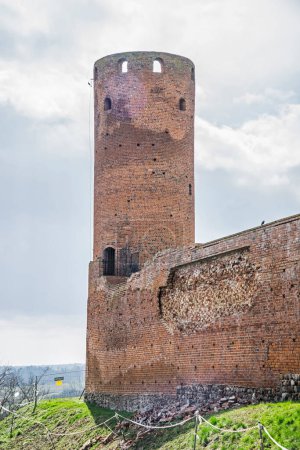Photo for Czersk, Poland - March 24th, 2024 - Round tower and defensive wall at Masovian Dukes Castle - Royalty Free Image
