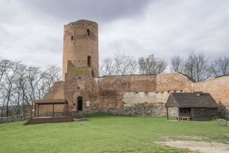 Photo for Czersk, Poland - March 24th, 2024 - Castle of Masovian Dukes - tower, defensive wall and courtyard - Royalty Free Image