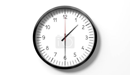 Time at half past 1 o clock - classic analog clock on white background - 3D illustration