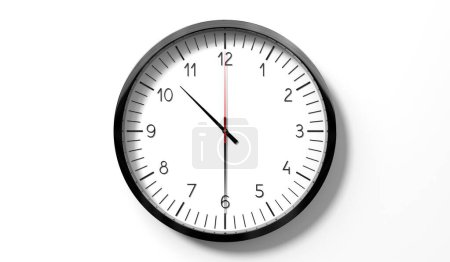 Time at half past 10 o clock - classic analog clock on white background - 3D illustration