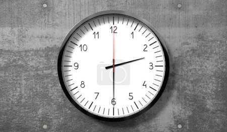 Photo for Time at half past 2 o clock - classic analog clock on rough concrete wall - 3D illustration - Royalty Free Image
