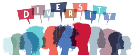 Illustration for People of different appearance and speech bubbles - diversity concept - vector illustration - Royalty Free Image