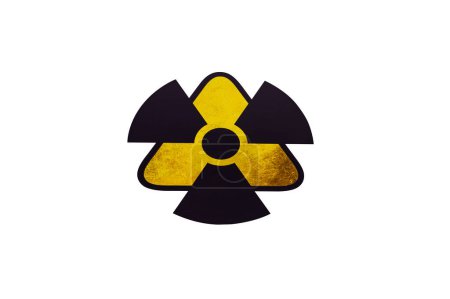 Photo for Radiation hazard zone sign isolated on white background. Radiation pollution. Nuclear danger. Zone of nuclear destruction. Warning sign. Attention is dangerous. Isolated on white background. - Royalty Free Image