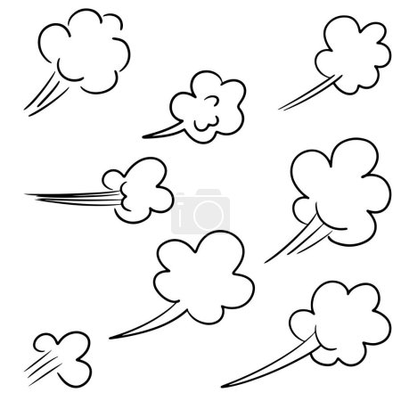 Doodle estilo de boceto de la nube de pedo cómico ilustración dibujada a mano. para el diseño de conceptos.