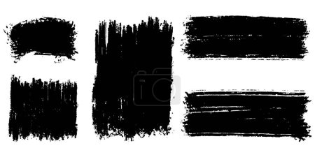 Illustration for Set of ink brush strokes, brushes, lines, black paint, grungy. hand drawn graphic element isolated on white background. vector illustration. - Royalty Free Image